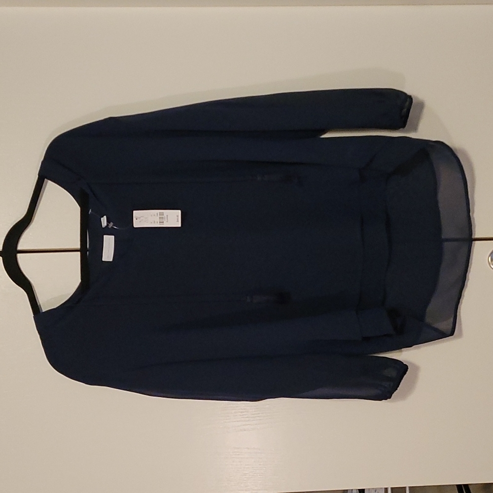 NYC Sheer Navy Blouse